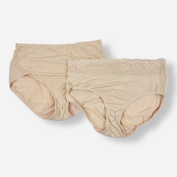 Bali Other - Vintage Second Skin Lace High Waist Panties Sz 8 XL Nude Beige Lot 2 Panty